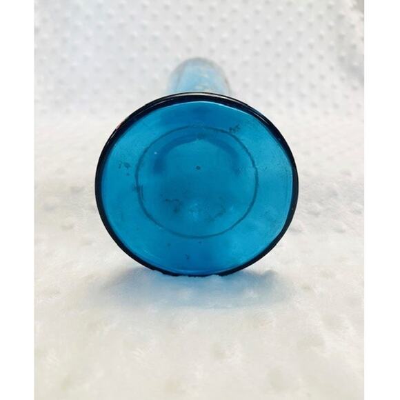 Antique Turquoise French Enamel Glass Vase, Hand Painted Floral, Gold Gilt 1900s - Picture 6 of 7